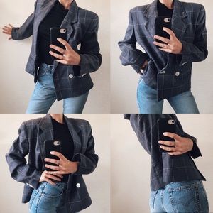 Burberry Gray Plaid Blazer